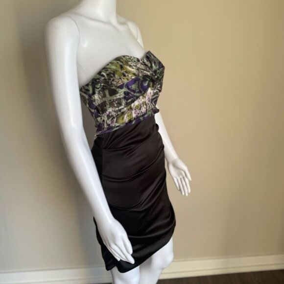 Vintage Rubber Ducky Strapless Satin Ruched Dress - Picture 3 of 6